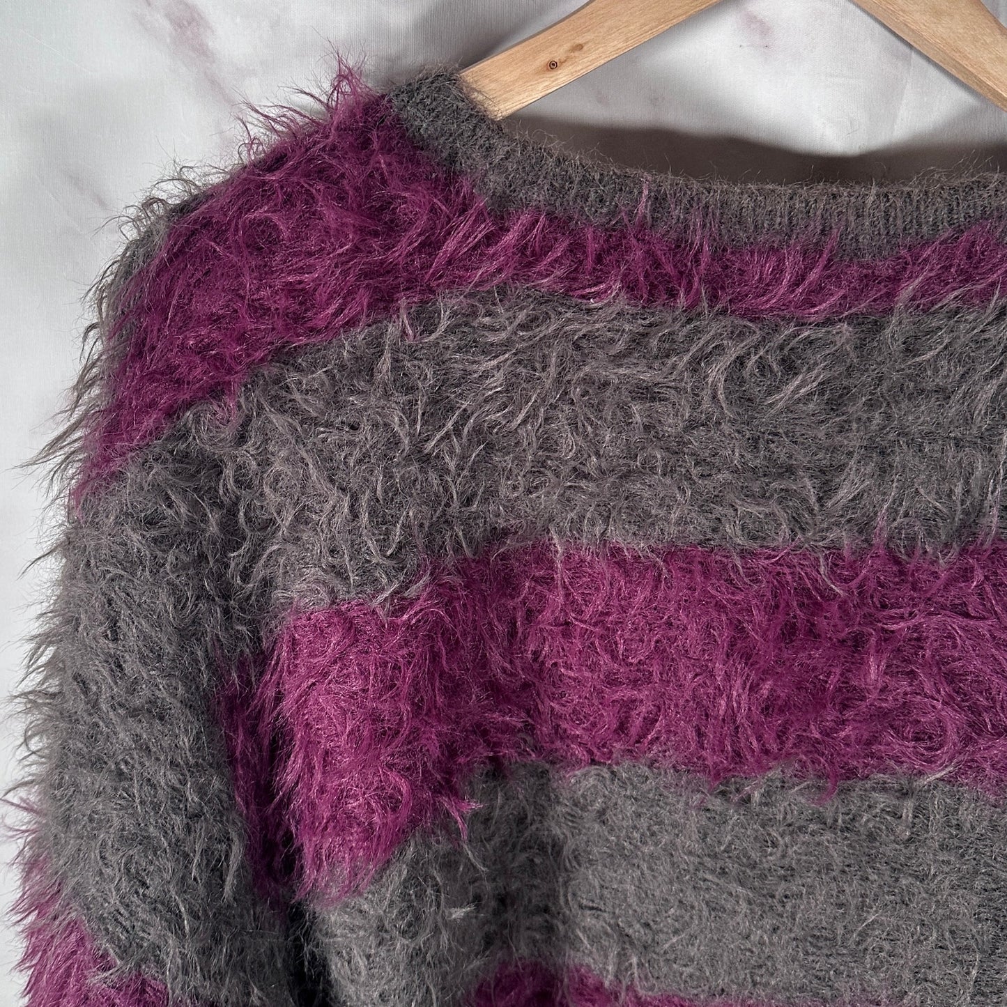 Number (N)ine Purple/Grey Mohair Striped Sweater