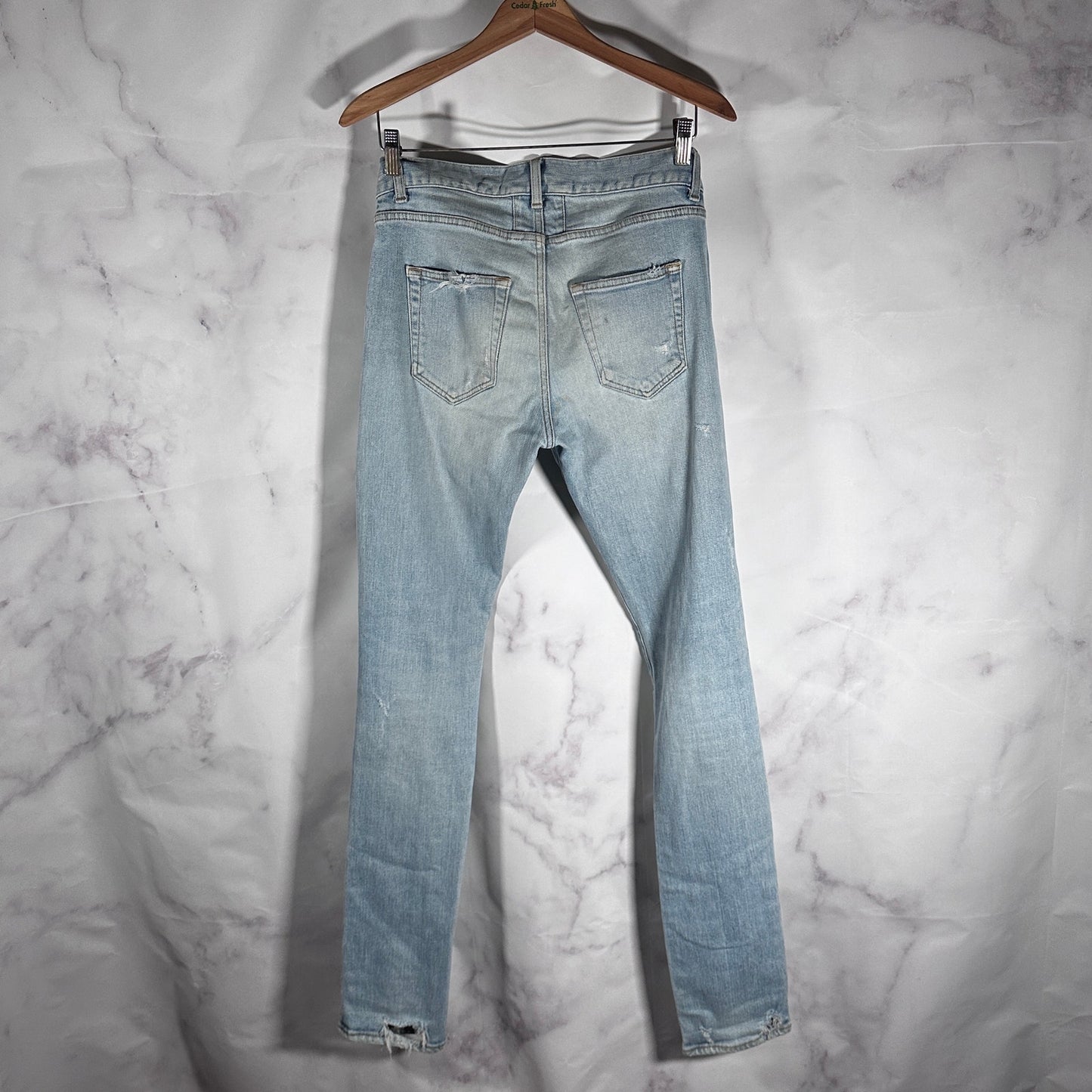 Saint Laurent Hedi Slimane D02 Skinny Light Wash Distressed Denim