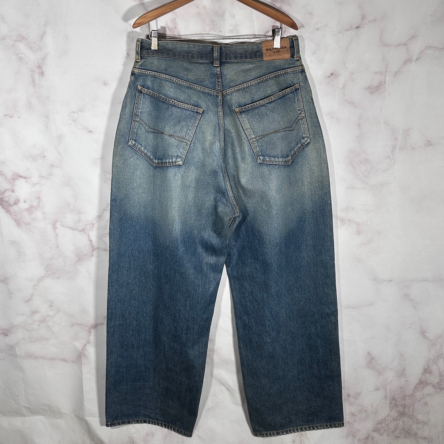 Balenciaga Waxed Baggy Blue Denim