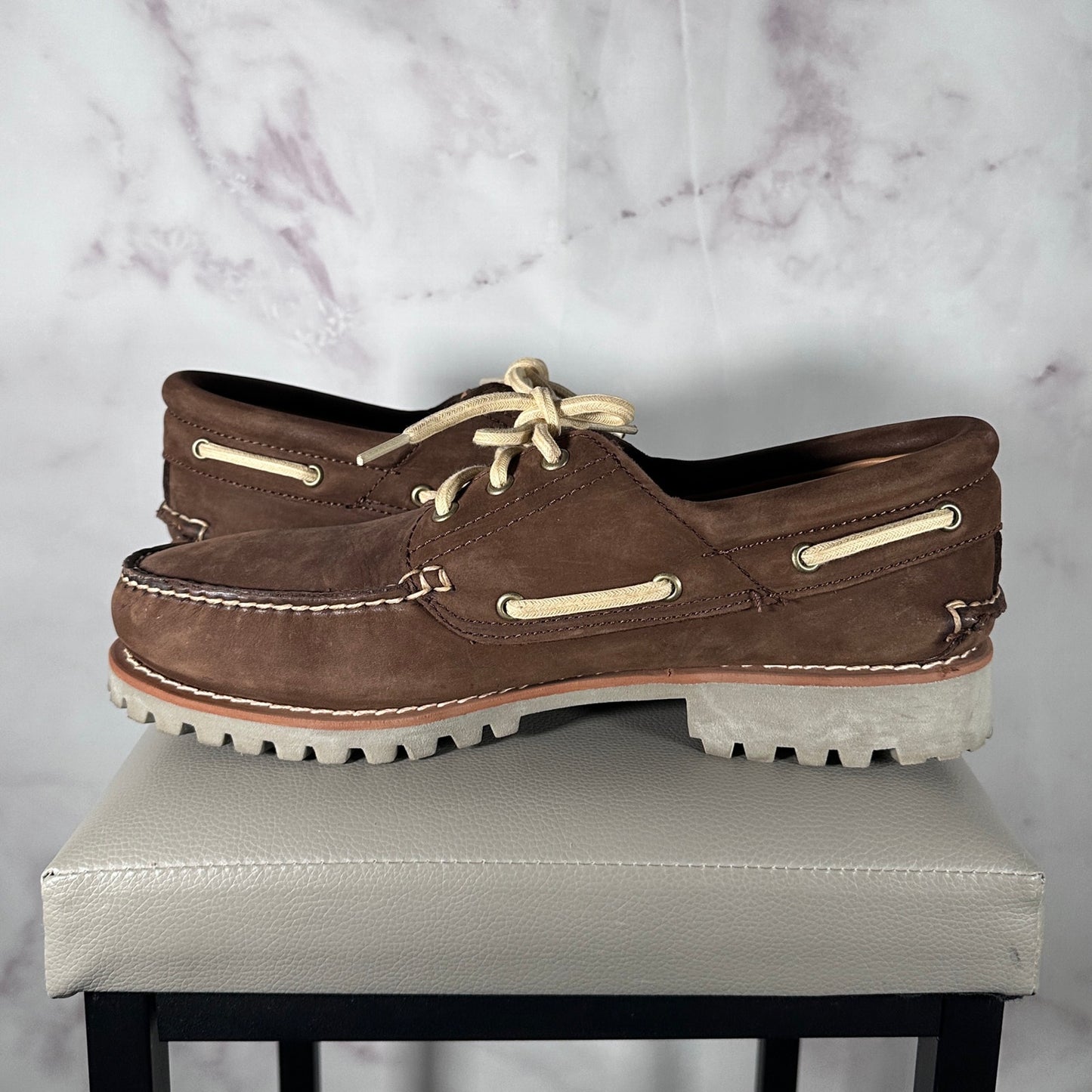 Timberland Brown 3-Eye Lug Handsewn Boat Shoes
