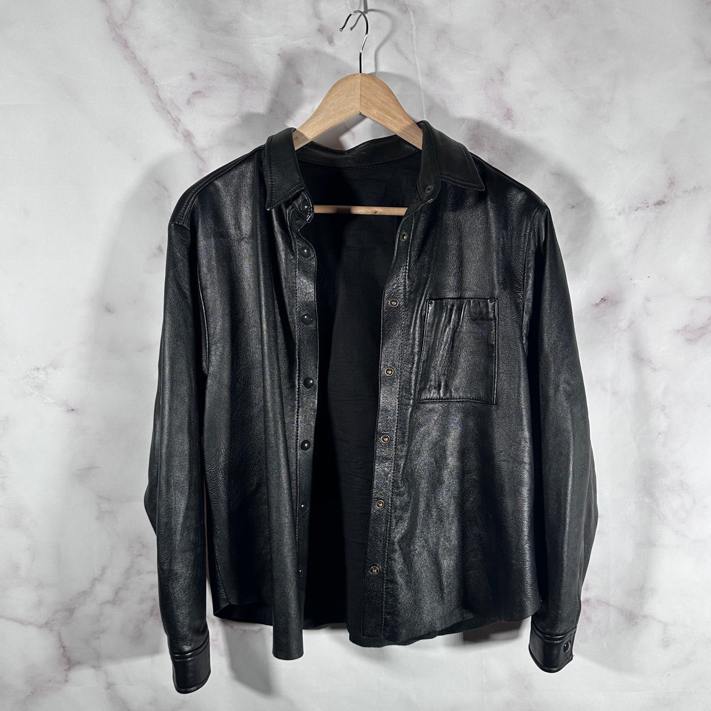 Los Angeles Apparel Black Leather Button Up
