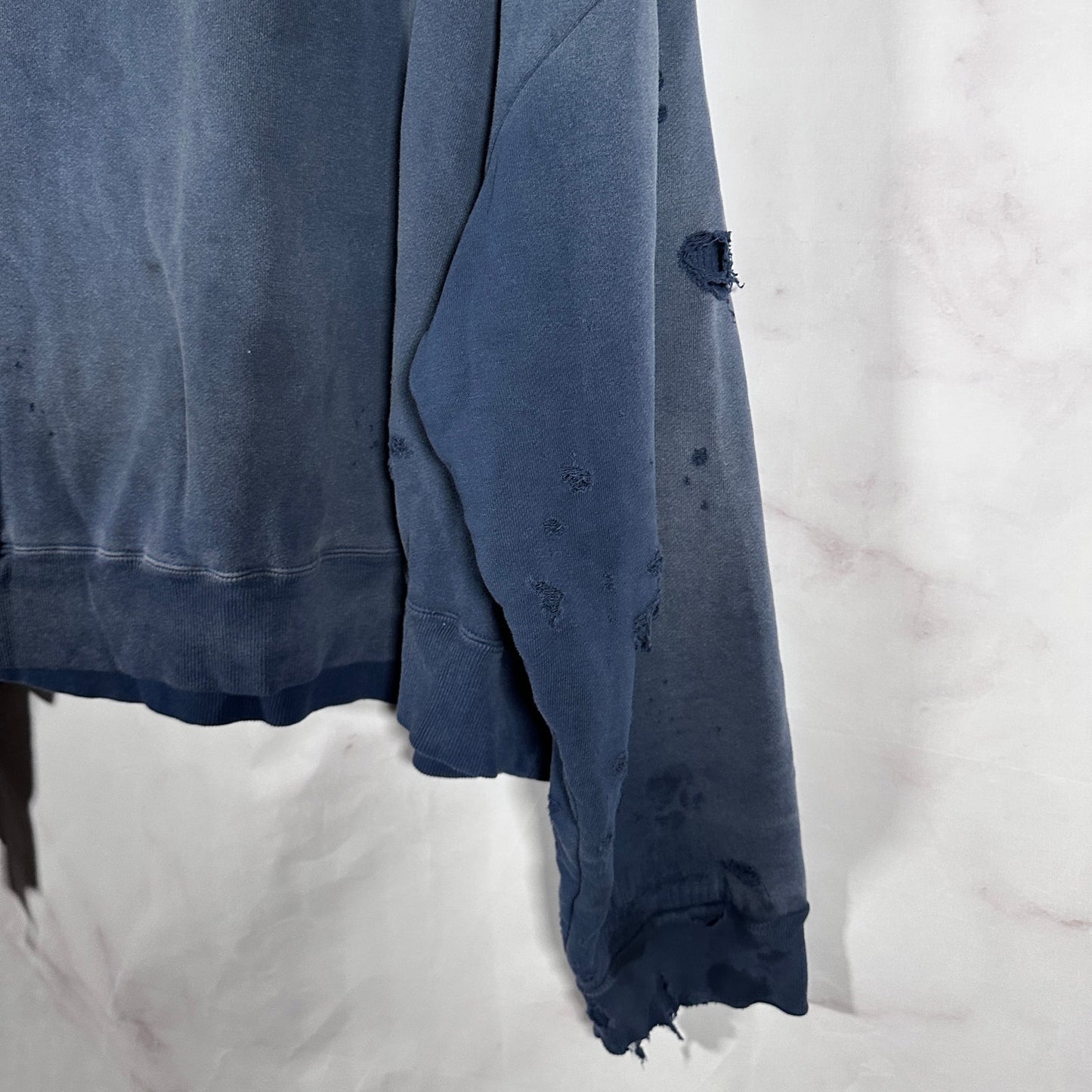 READYMADE Navy Double Face Distressed Hoodie