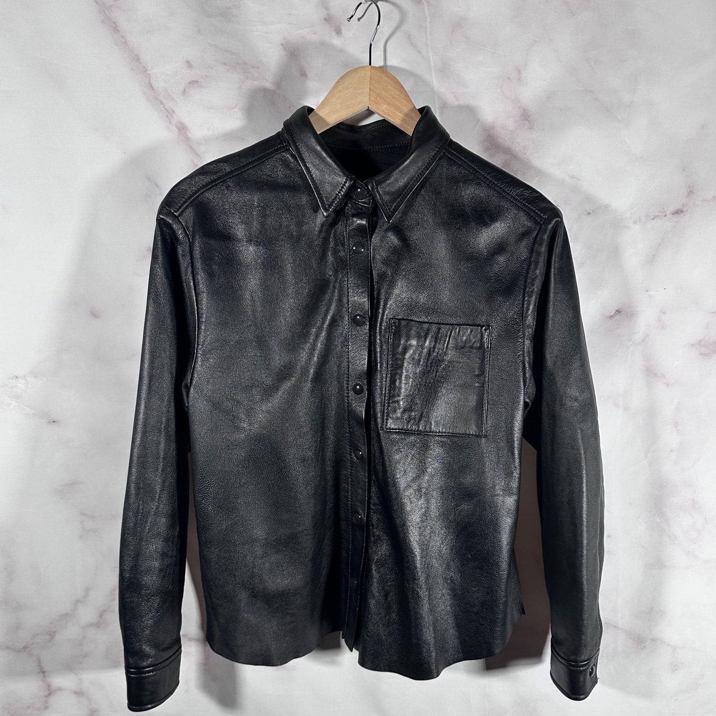 Los Angeles Apparel Black Leather Button Up