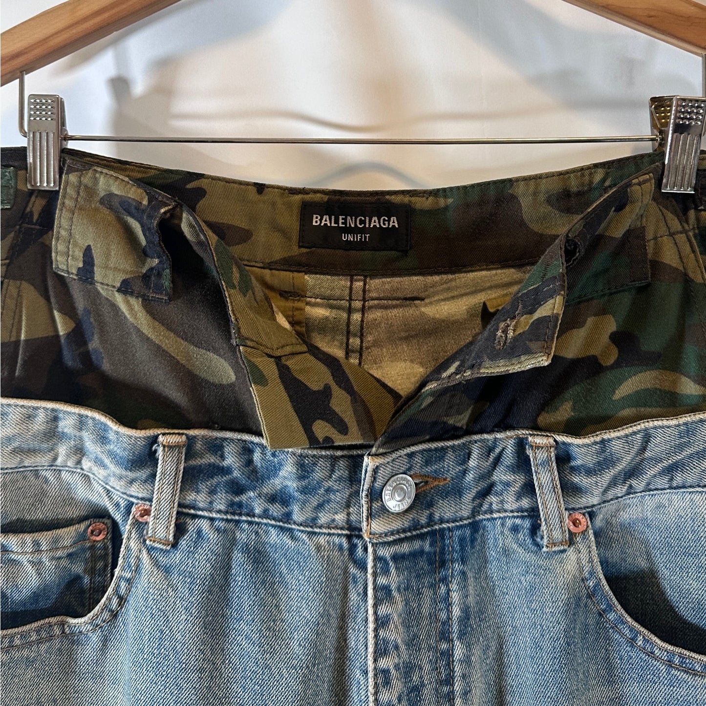 Balenciaga Jeans Camo Double Waisted Denim