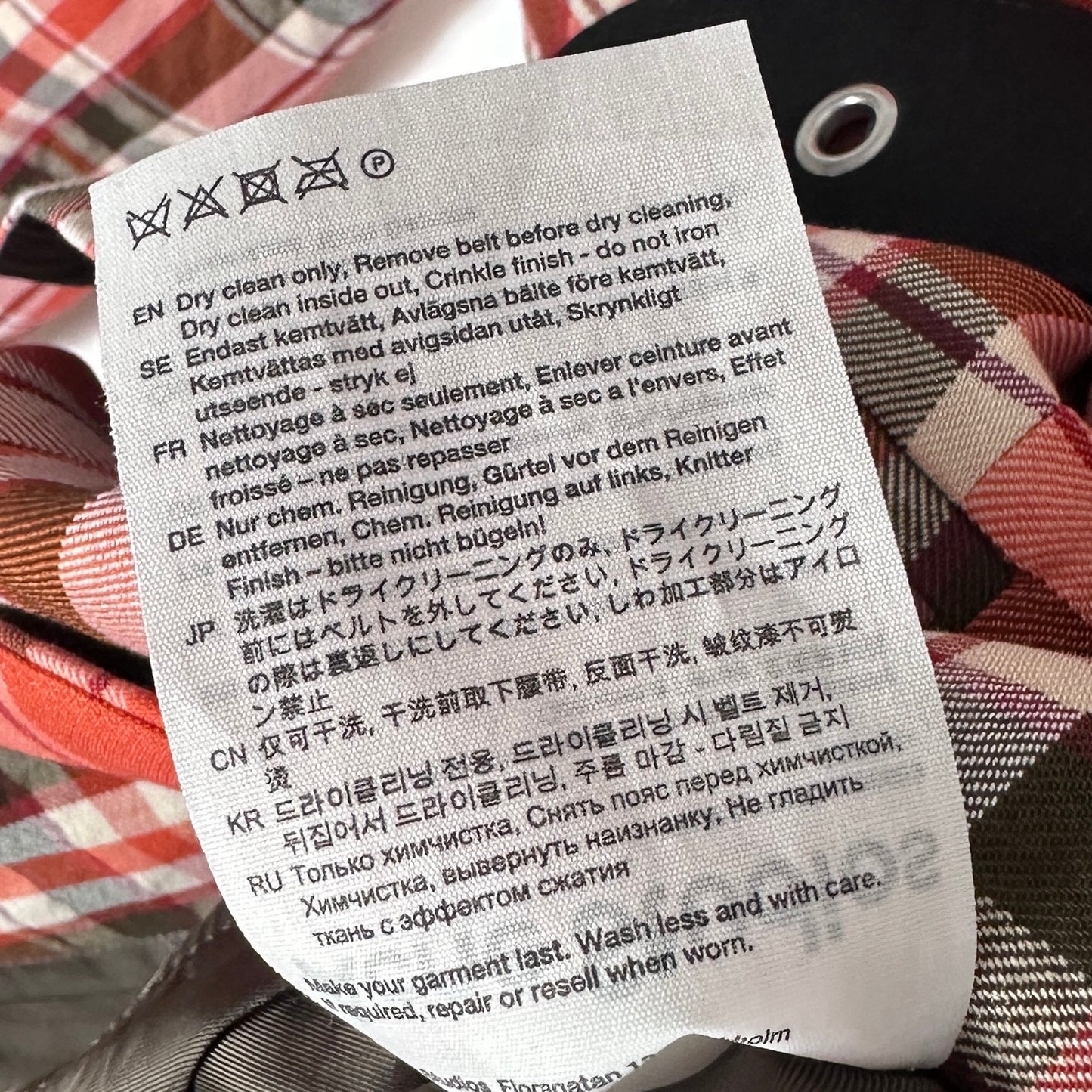 Acne Studios Red Belted Checked Coat