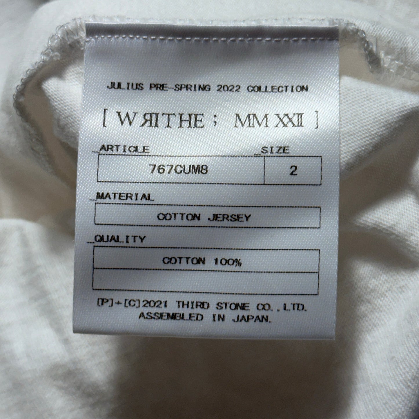 Julius Pre-S/S22 White Asymmetrical Cotton Jersey Longsleeve