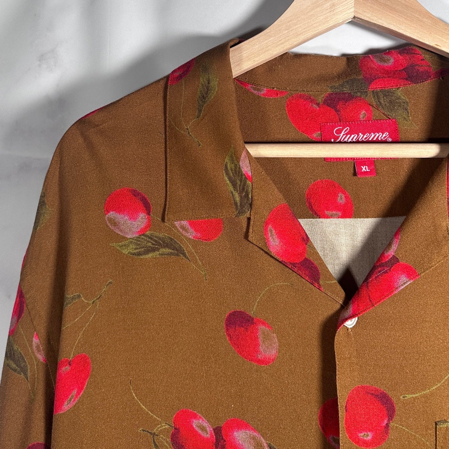 Supreme S/S19 Brown Cherry Camp Collar Rayon Shirt