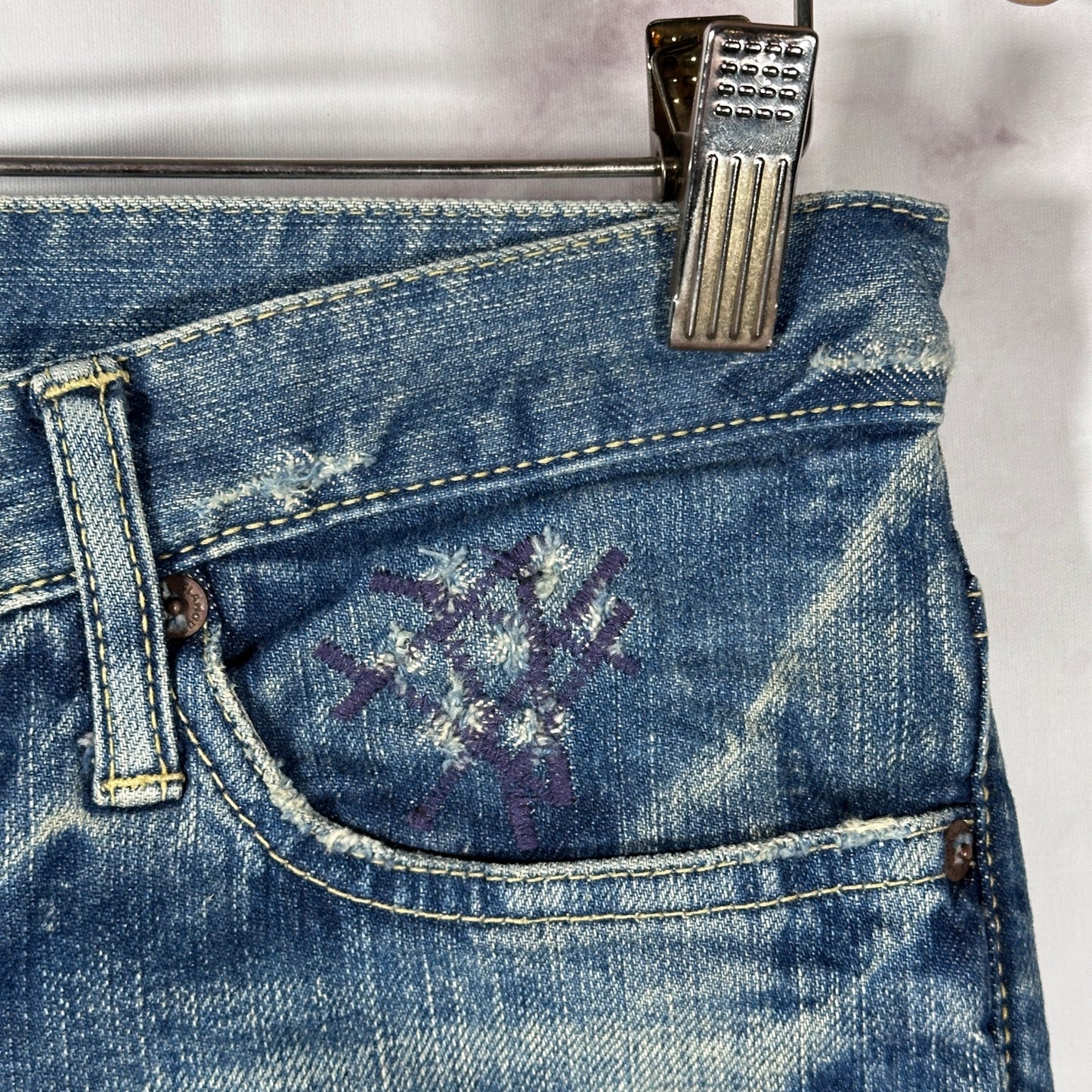 Hysteric Glamour Johnny Thunders Blue Repaired Denim Jeans