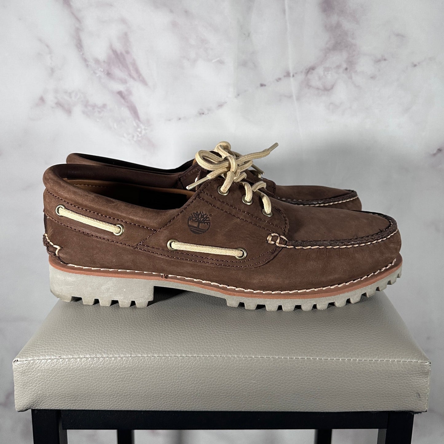 Timberland Brown 3-Eye Lug Handsewn Boat Shoes
