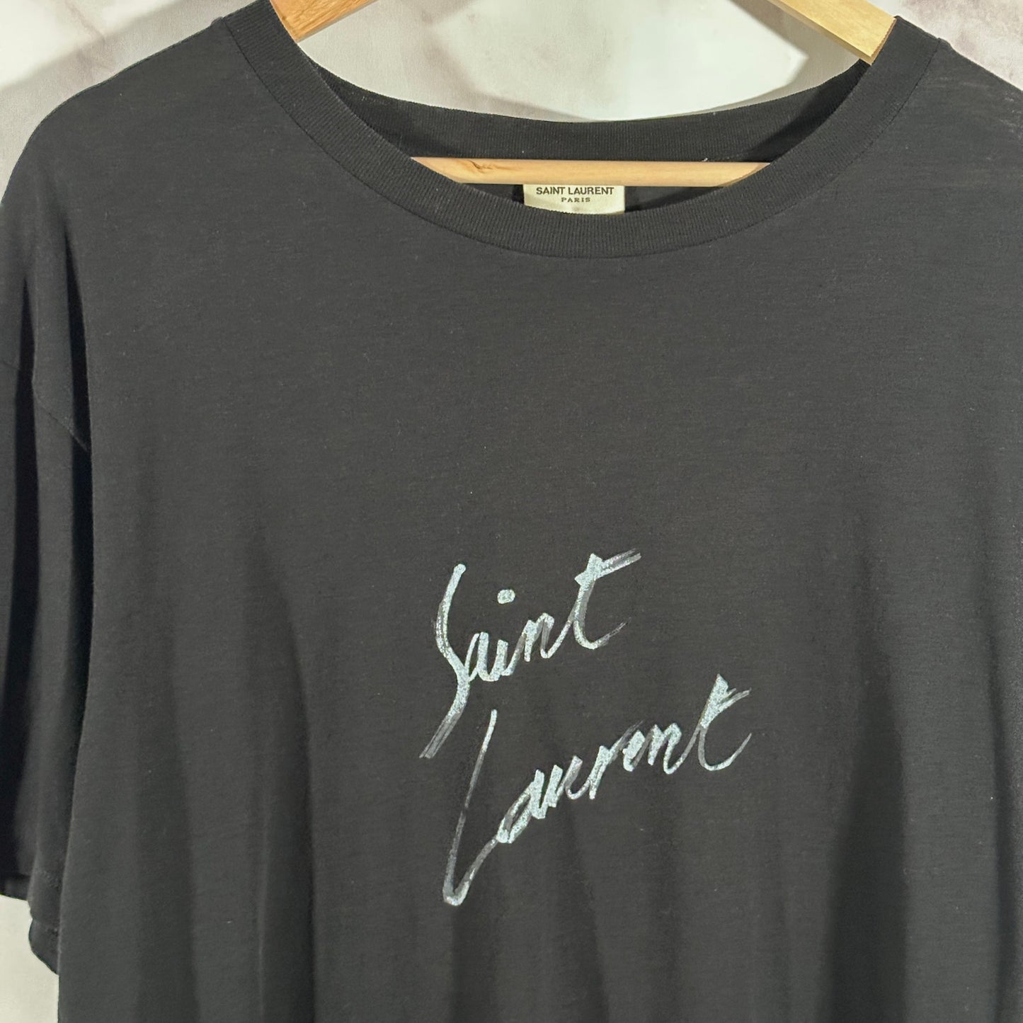 Saint Laurent Paris Black Script Logo Tee