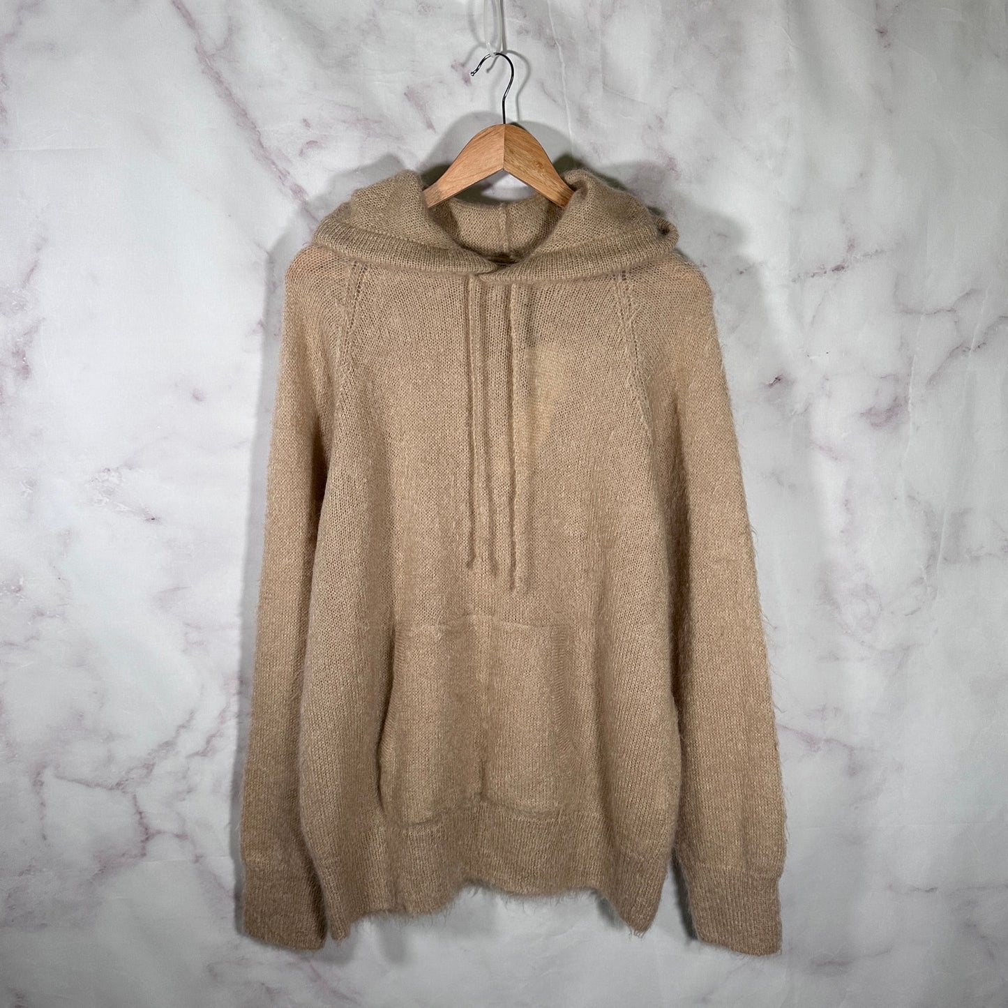 Auralee Mohair Knit Tan Brushed Super Kid P/O Parka Hoodie