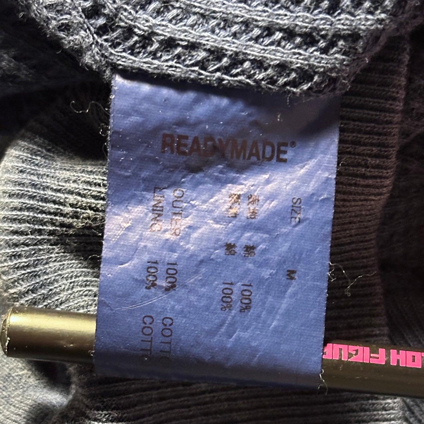 READYMADE Navy Double Face Distressed Hoodie
