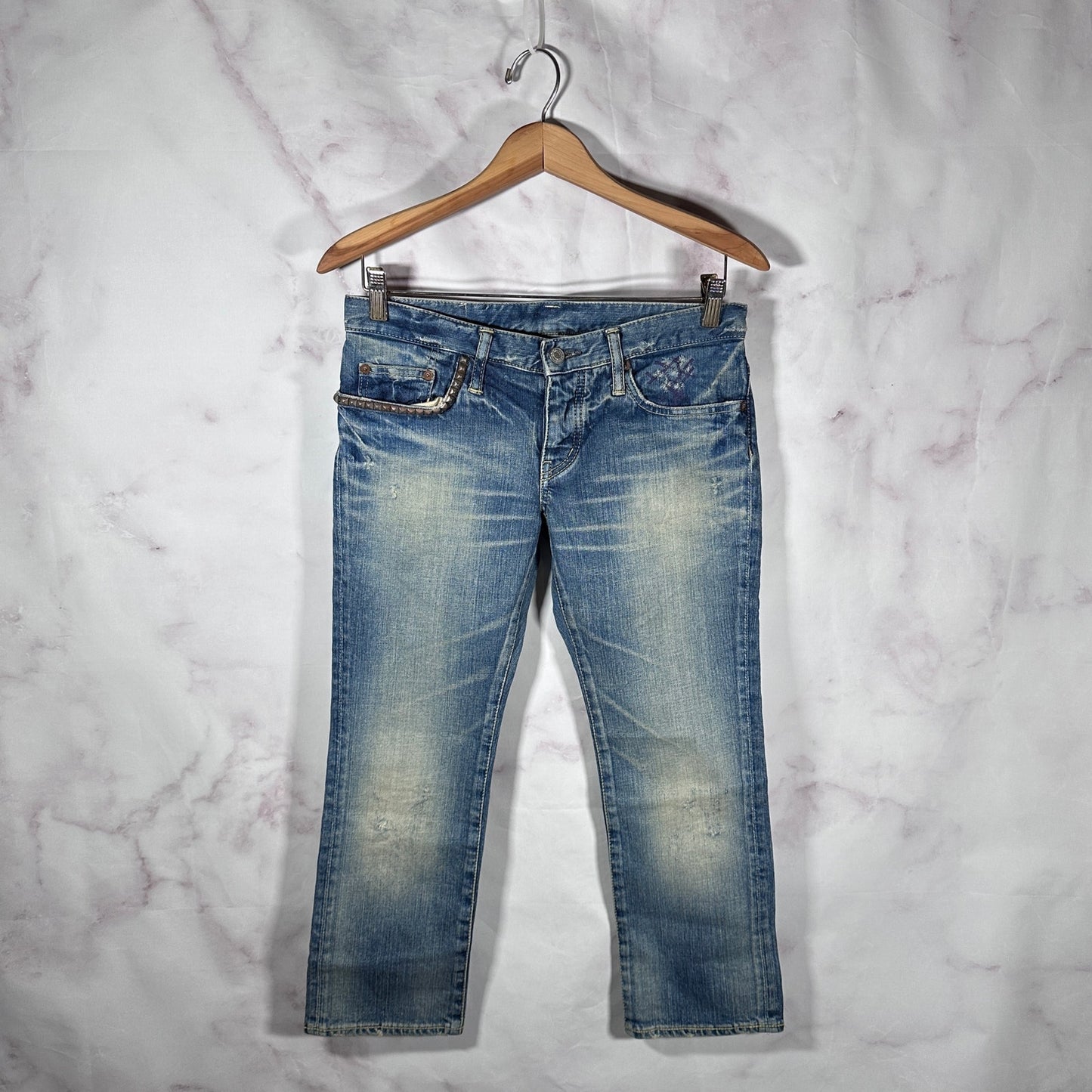 Hysteric Glamour Johnny Thunders Blue Repaired Denim Jeans