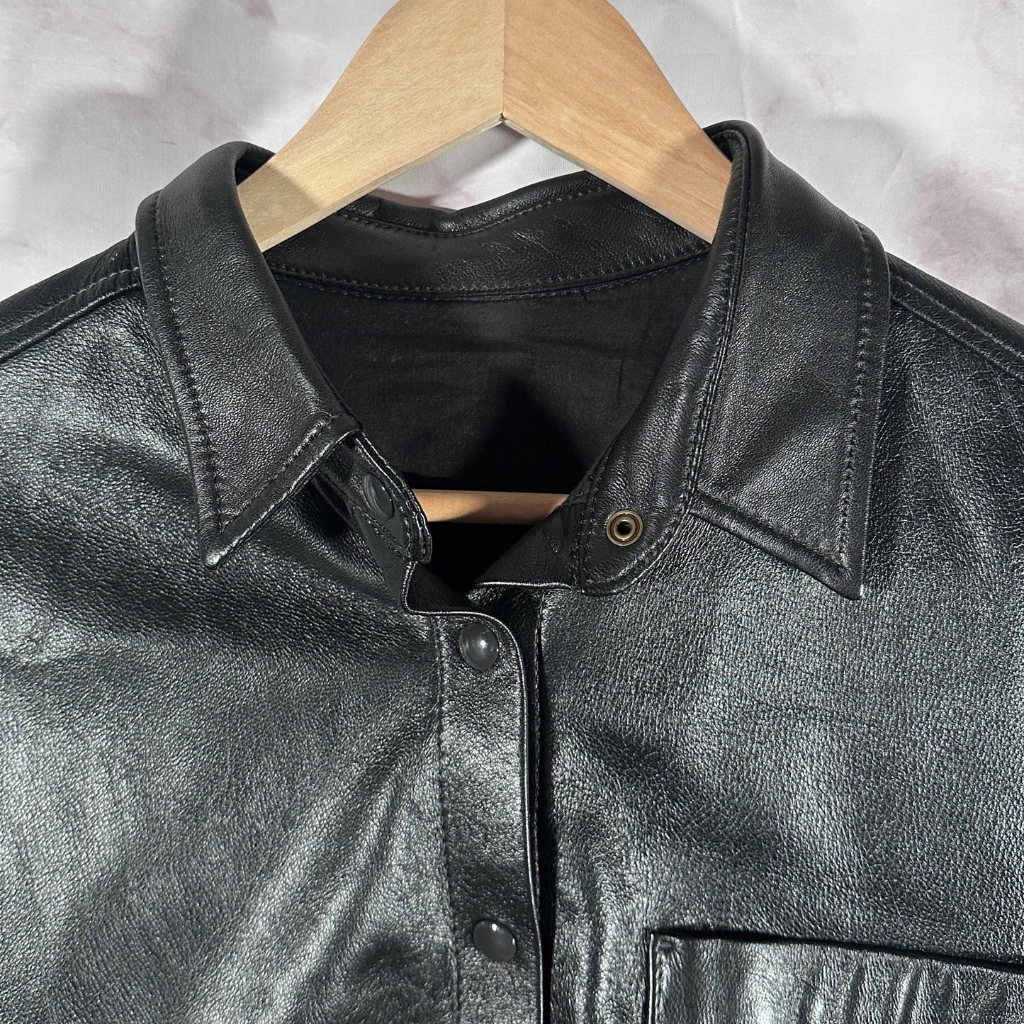 Los Angeles Apparel Black Leather Button Up