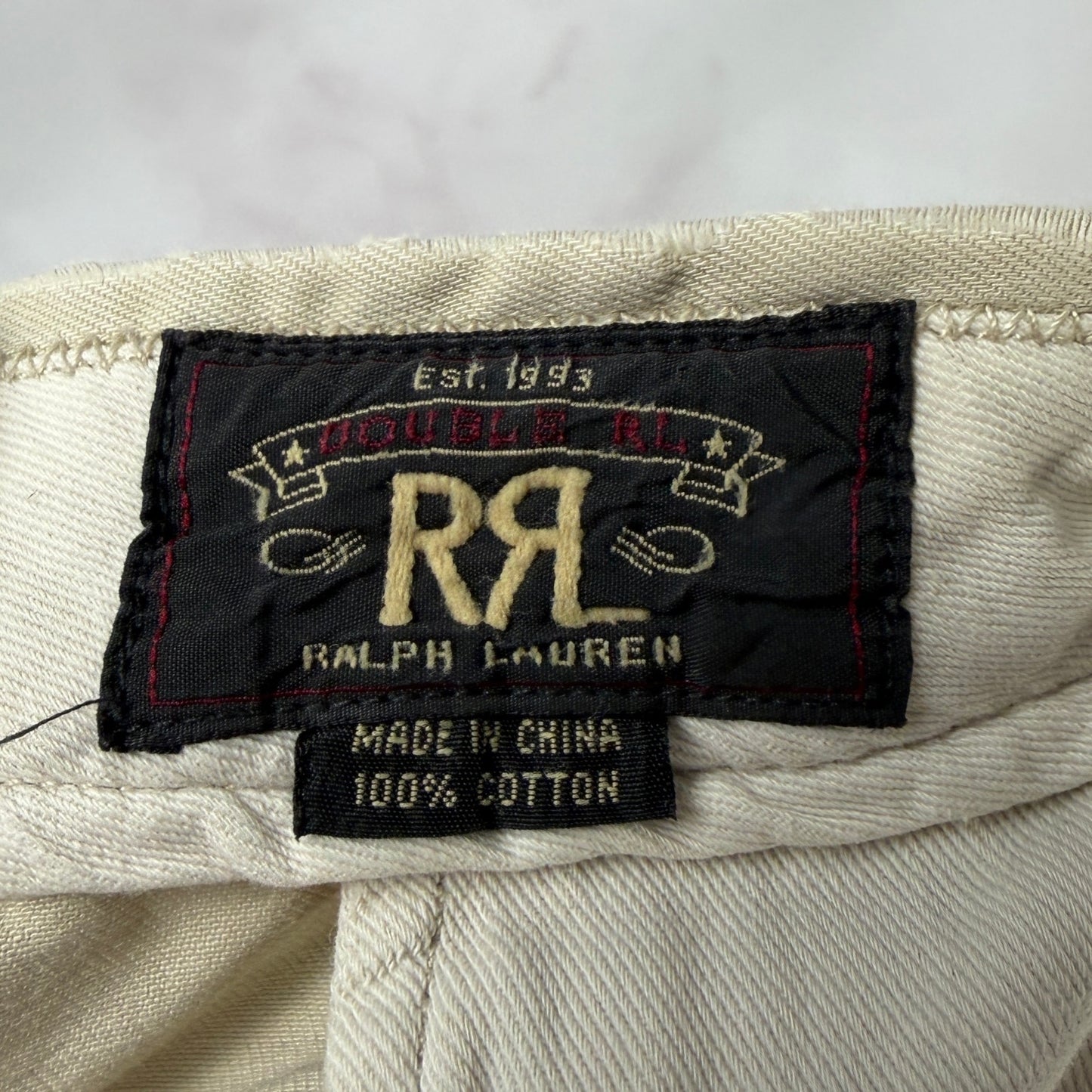 RRL Distressed Military Khaki Chino Shorts