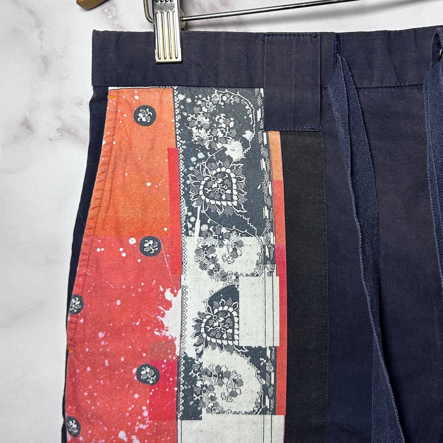 Miharayasuhiro Navy/Orange Paisley Bandana Shorts