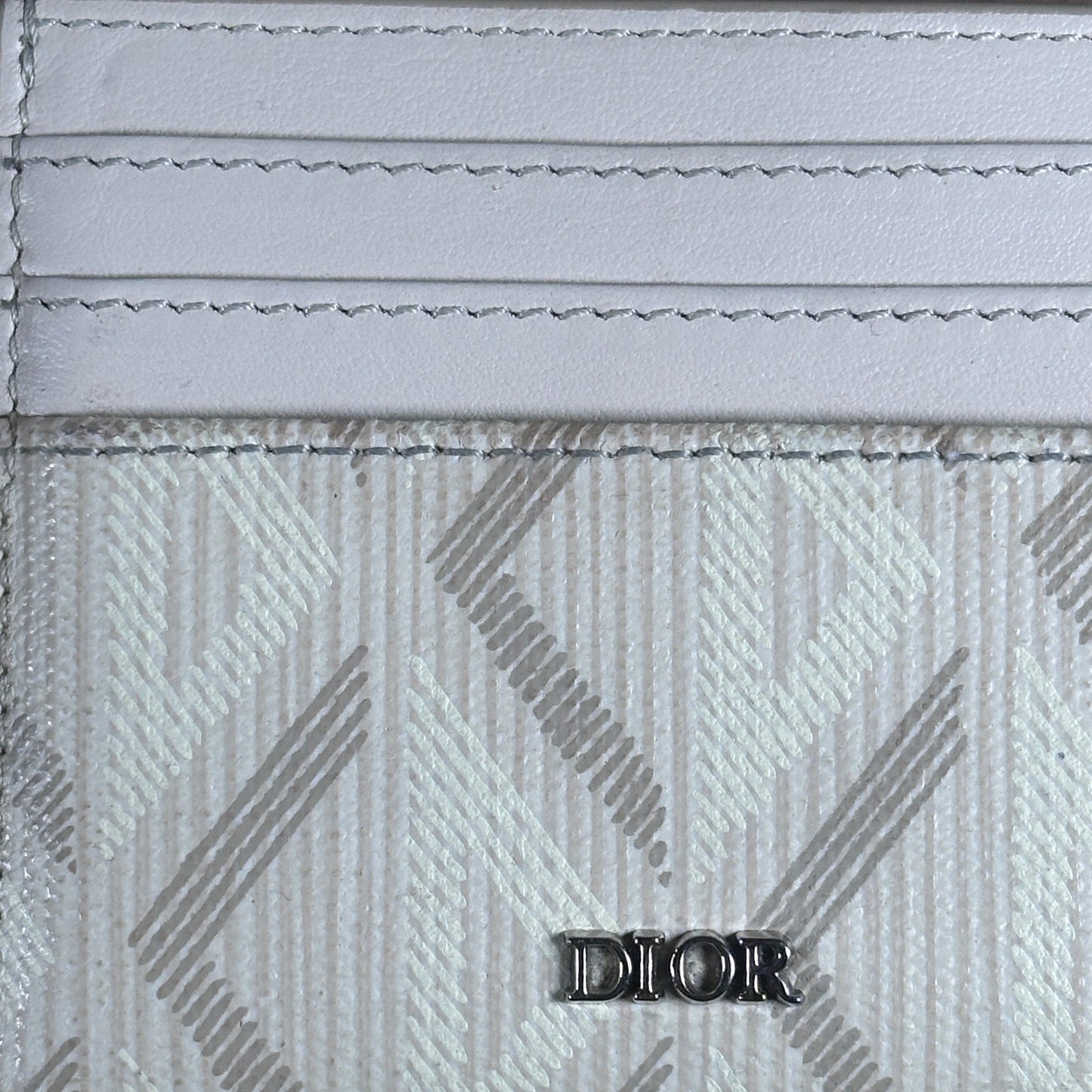 Christian Dior White Diamond Monogram Cardholder