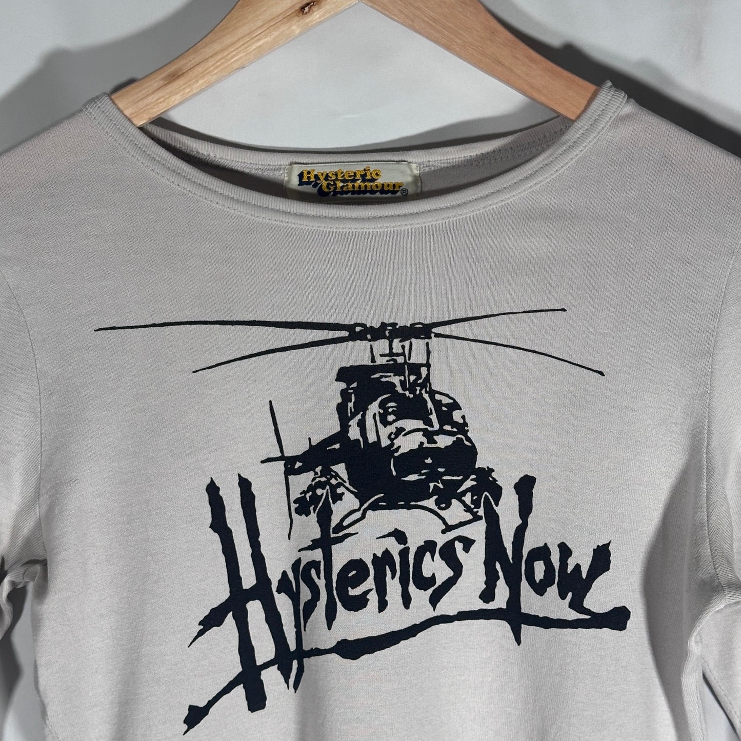 Hysteric Glamour Hysterics Now Helicopter Graphic Beige Longsleeve Tee