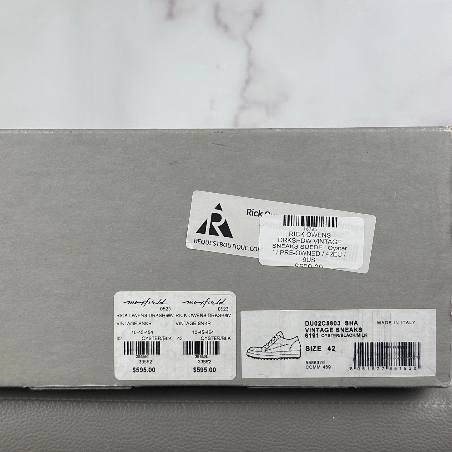 Rick Owens DRKSHDW Vintage Sneaker Oyster/Black Suede Low