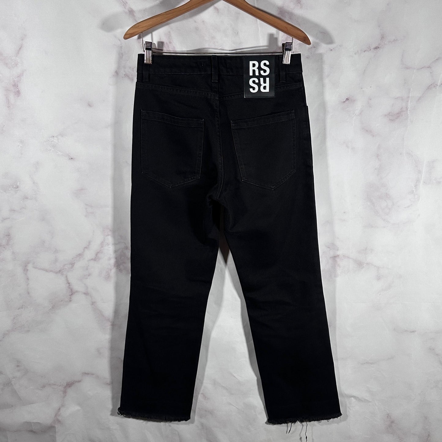 RAF Simons S/S21 Black ‘Youth Against’ Cropped Patch Denim