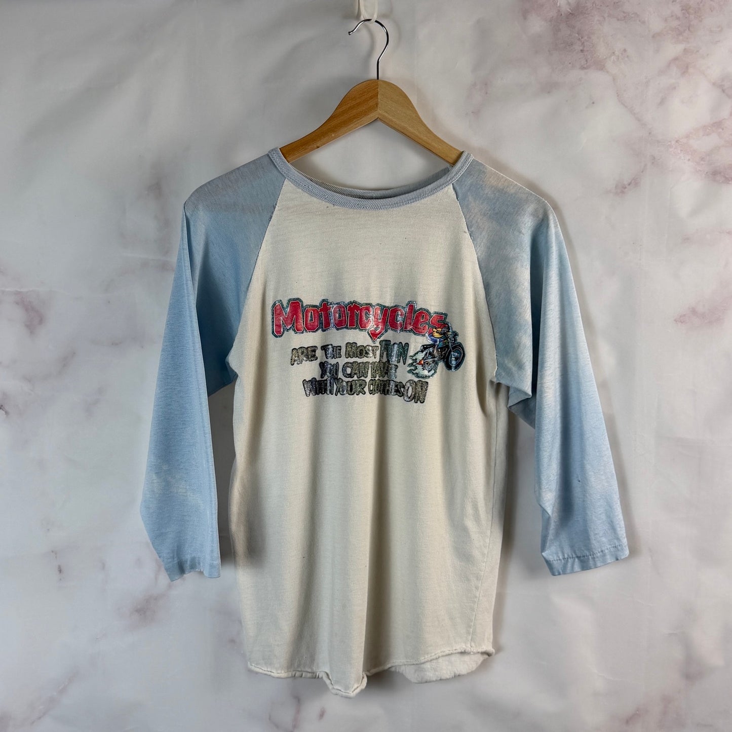 Vintage 1980 Roach Uncle Dougie Motorcycle Baseball Shirt