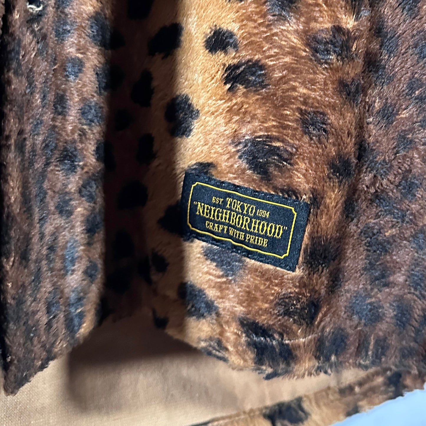 Neighborhood Leopard Print Faux Fur Shirt