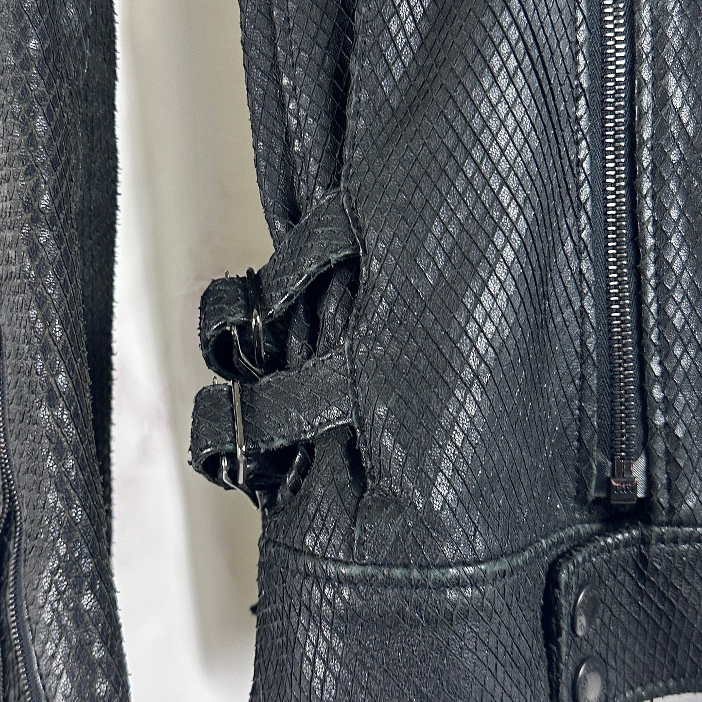 Hysteric Glamour Sheepskin Python Black Leather Riders Jacket
