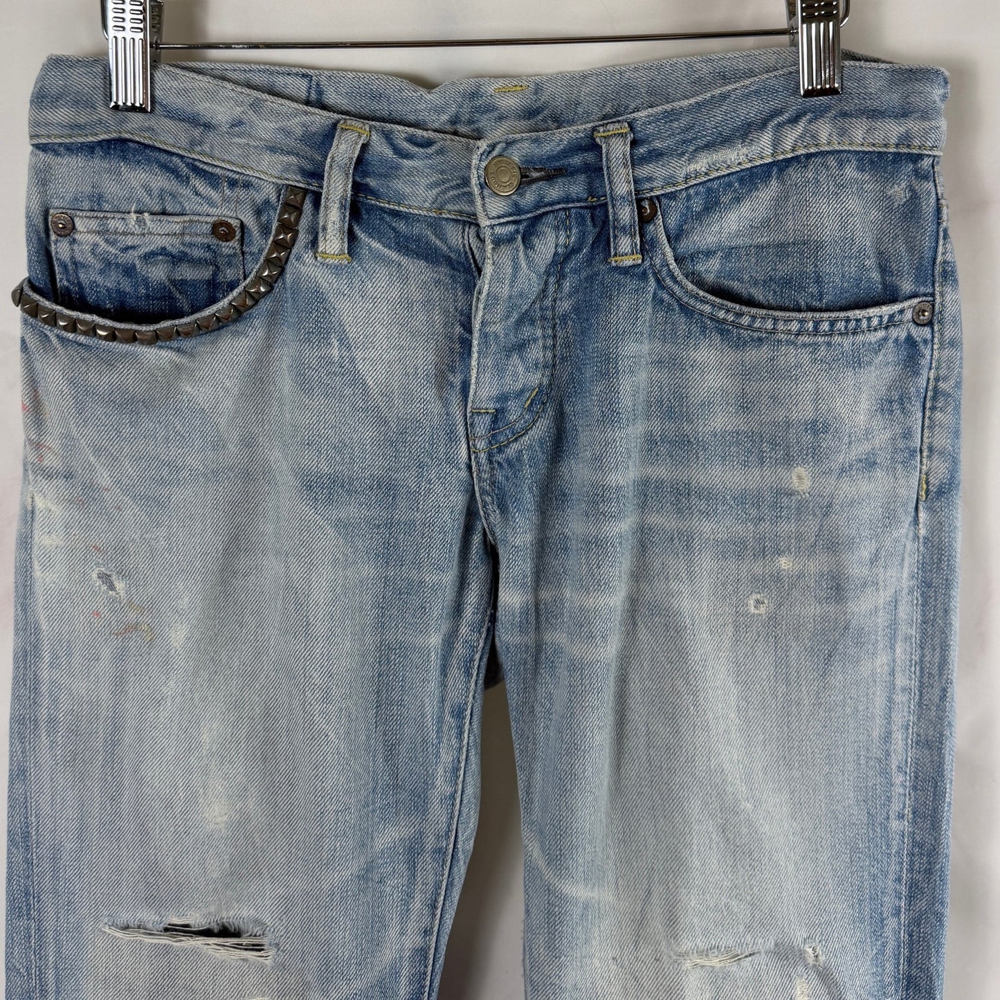 Hysteric Glamour Repaired Light Wash Studded Denim