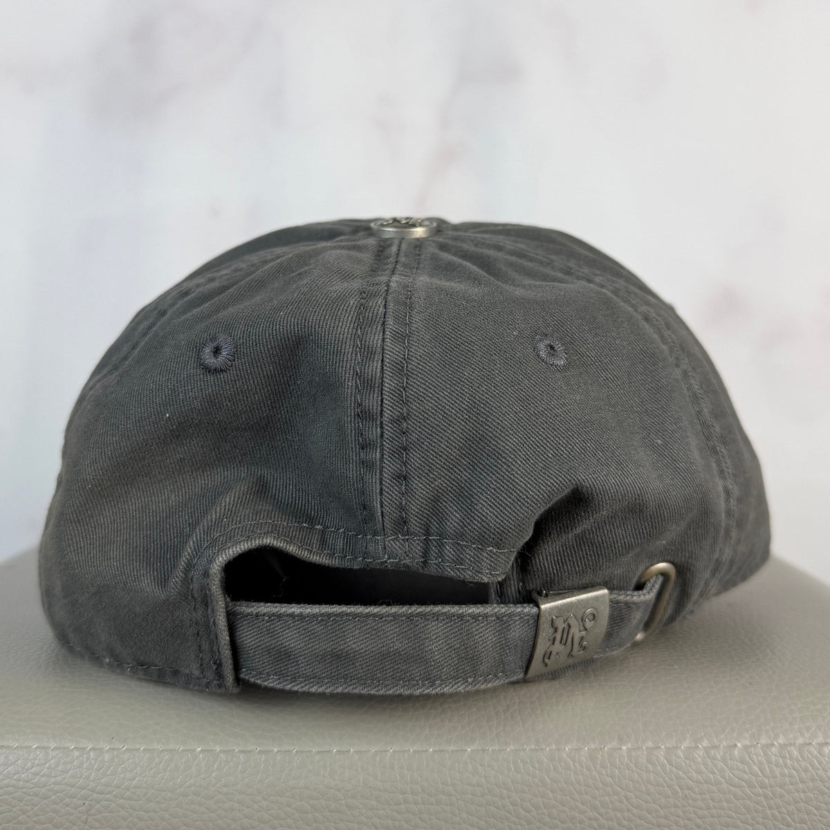 Palm Angels Grey Distressed Logo Hat