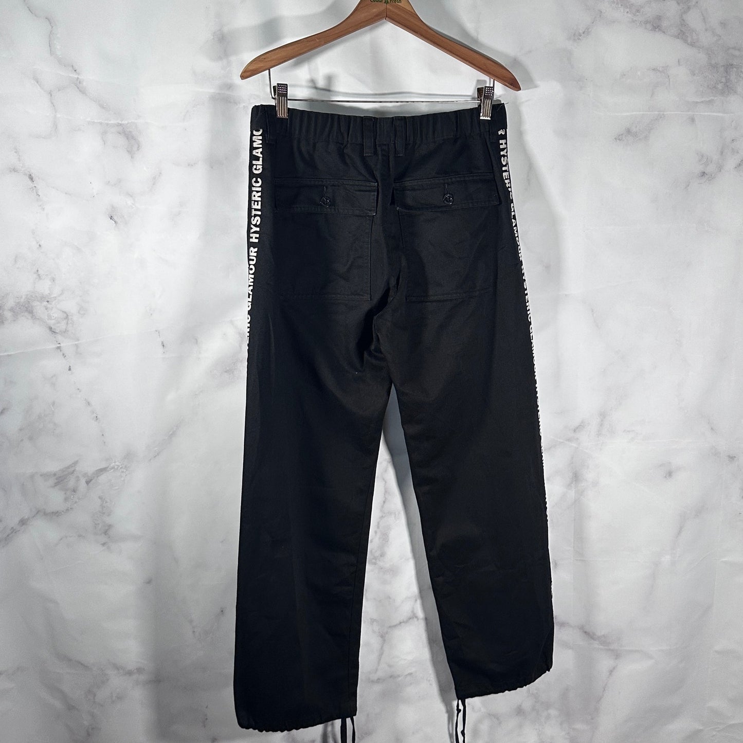 Hysteric Glamour Black Easy Text Stripe Pants