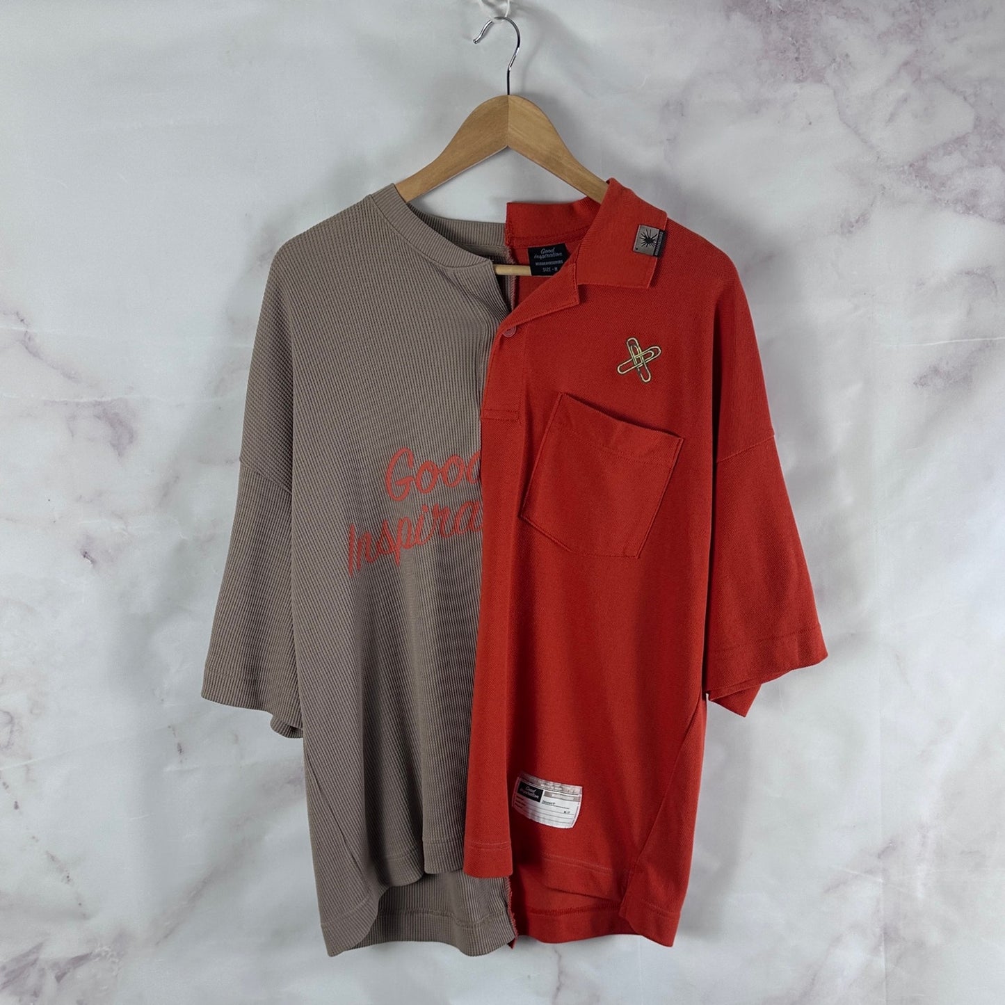Miharayasuhiro x GU Good Inspiration Orange Split Polo