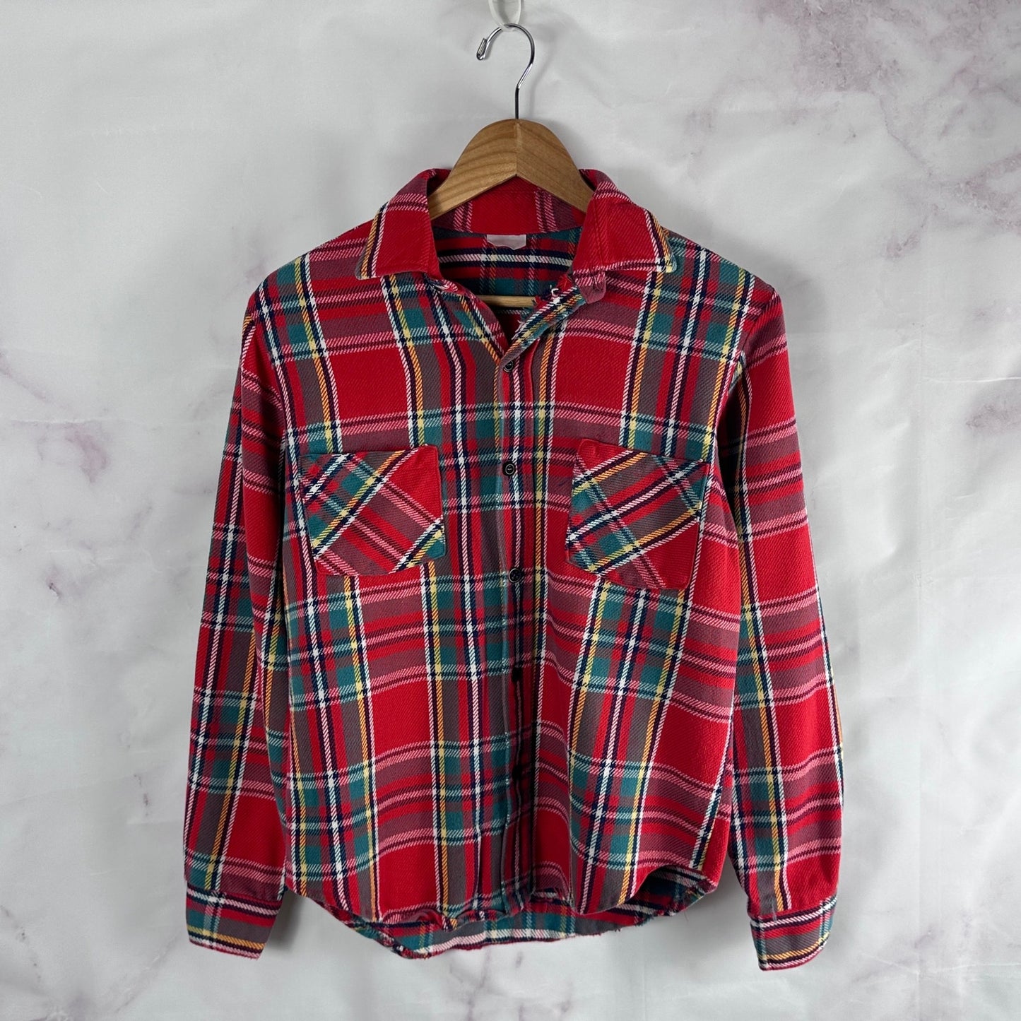 Vintage Red Plaid Button-Up Shirt