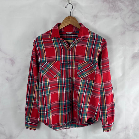 Vintage Red Plaid Button-Up Shirt