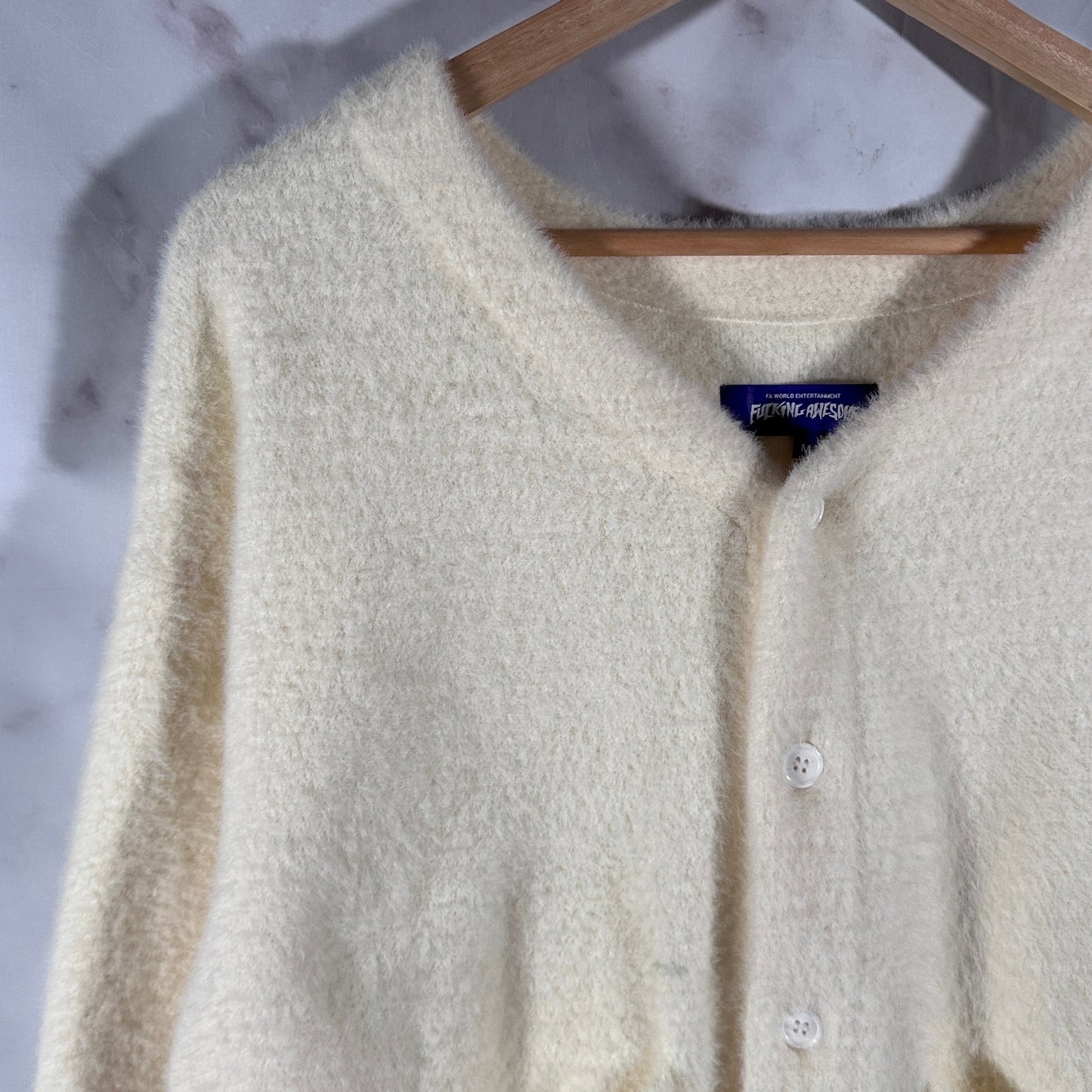 Fucking Awesome Cream Mohair Cardigan