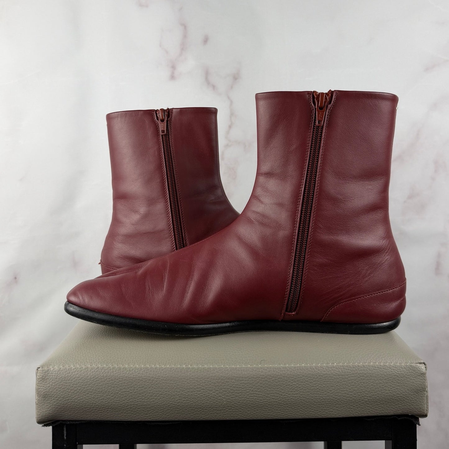 Maison Margiela Red Flat Tabi Ankle Boots