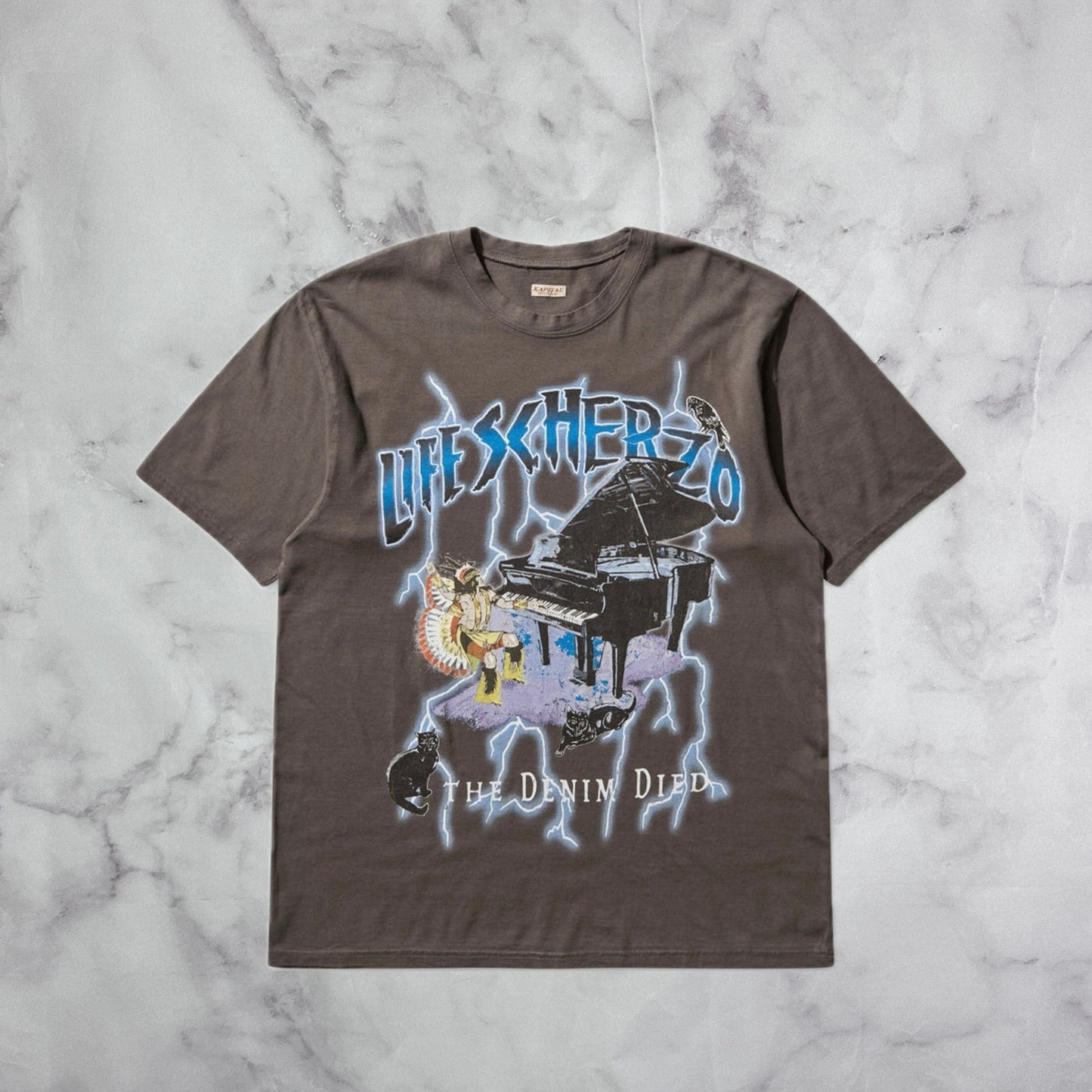 Kapital Life Scherzo Tenjiku Lightning Piano Graphic Tee