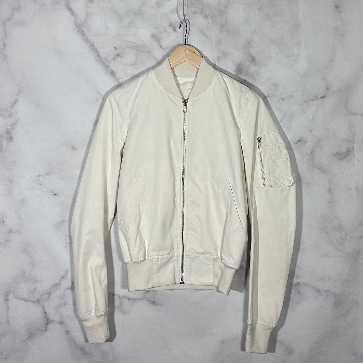 Rick Owens Cream Nylon Bomber