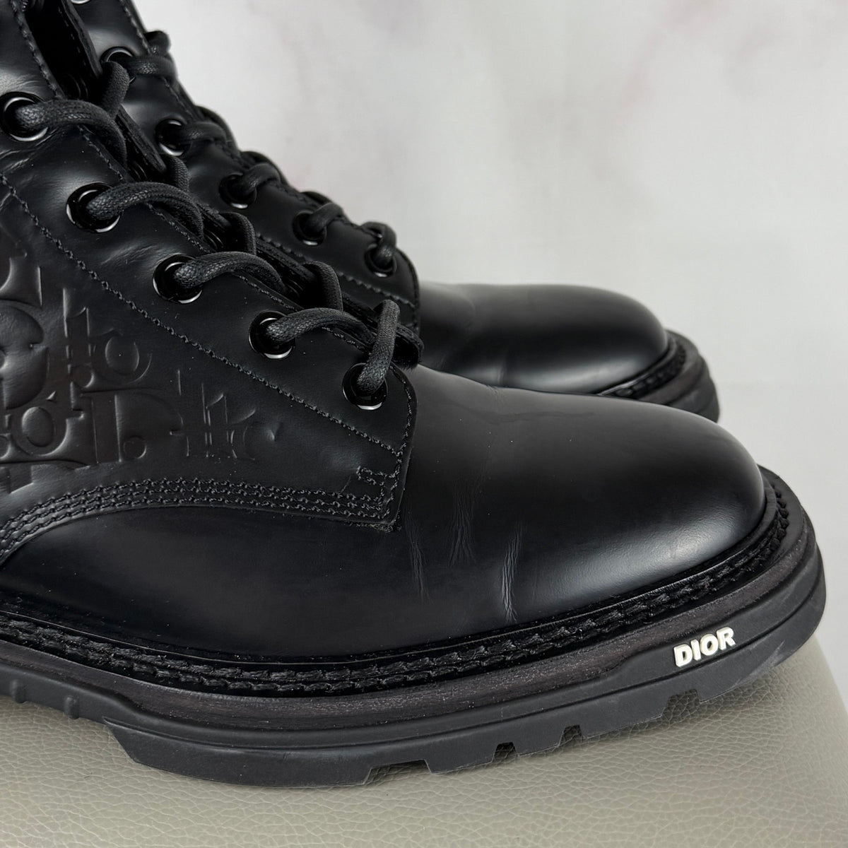 Dior Explorer 2 Black Embossed Oblique Leather Boots