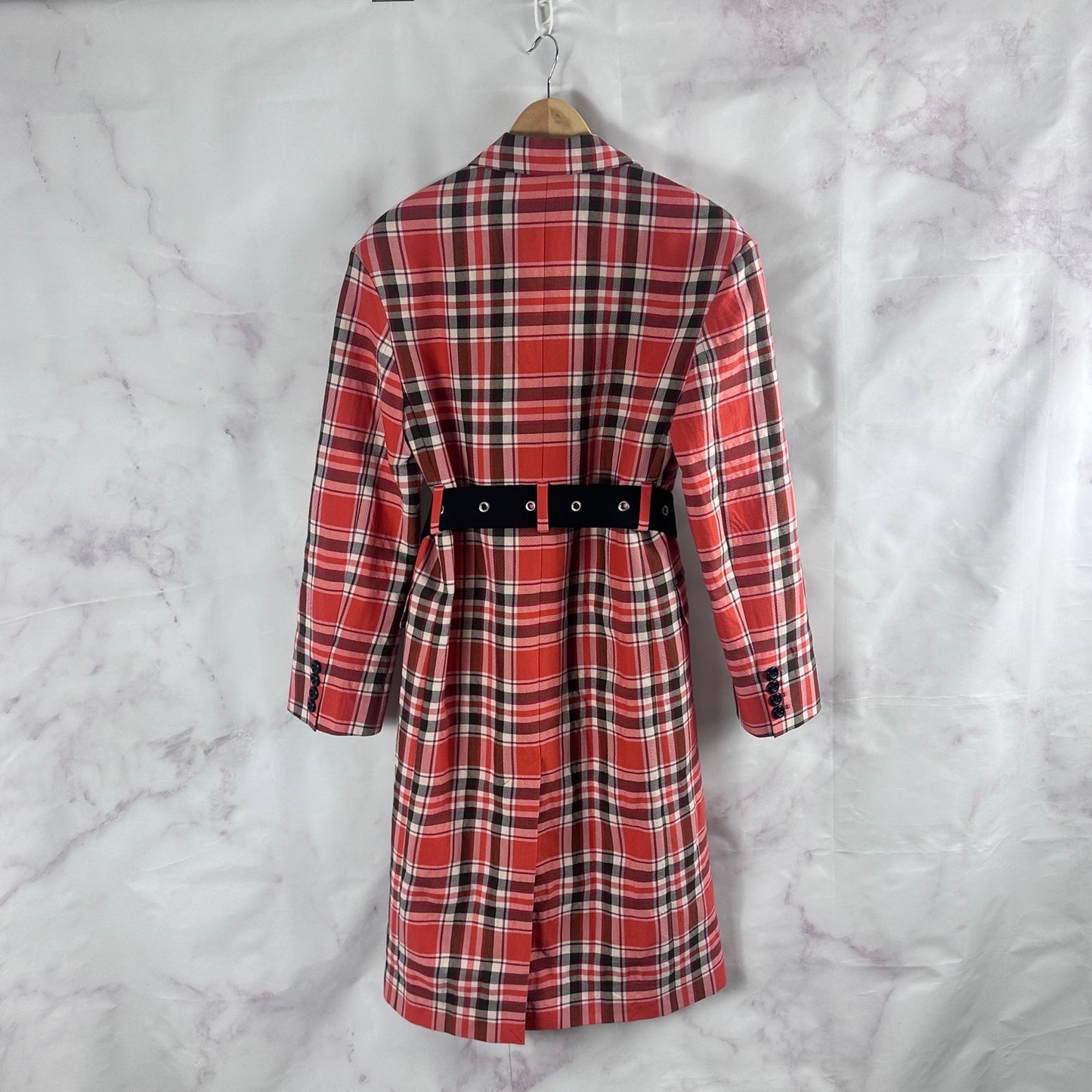 Acne Studios Red Belted Checked Coat