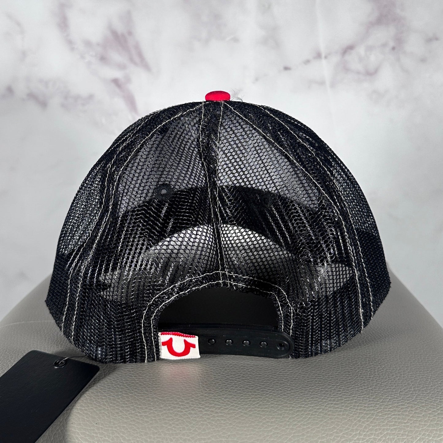 True Religion Black Embroidered Trucker Hat