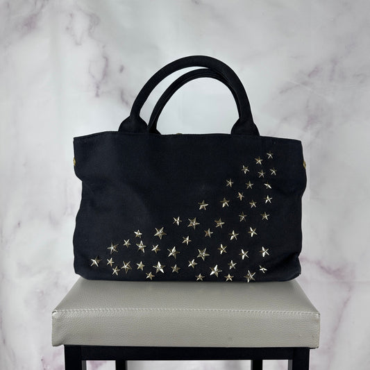 Ray BEAMS Star Studded Black Canvas Purse