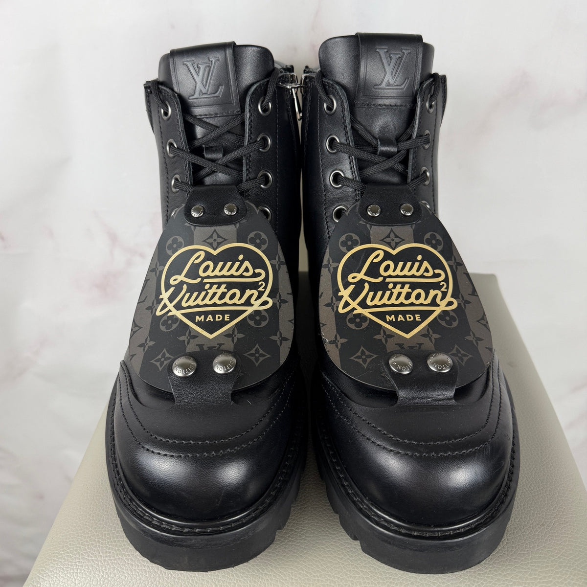 Louis Vuitton x Nigo Oberkampf LV Made Black Leather Ankle Boot