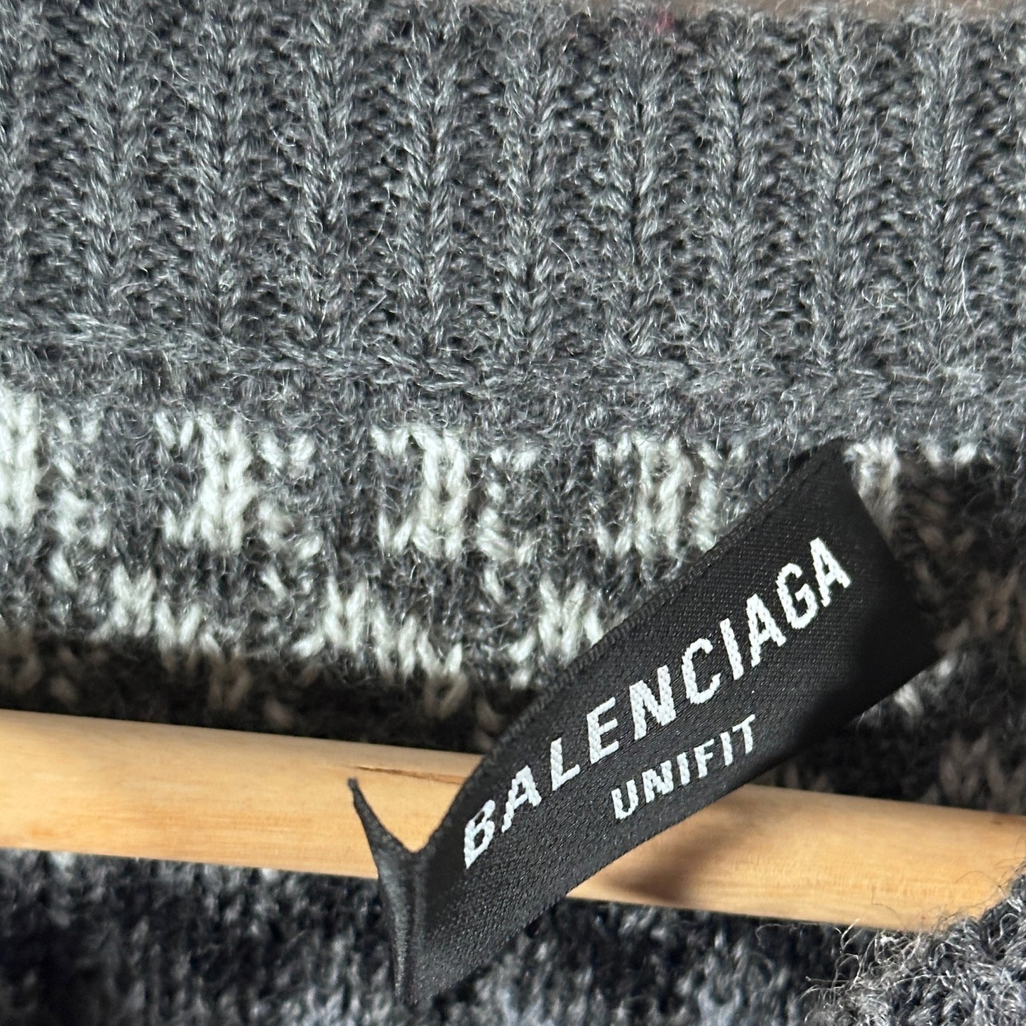 Balenciaga Grey Fair Isle Wool Sweater