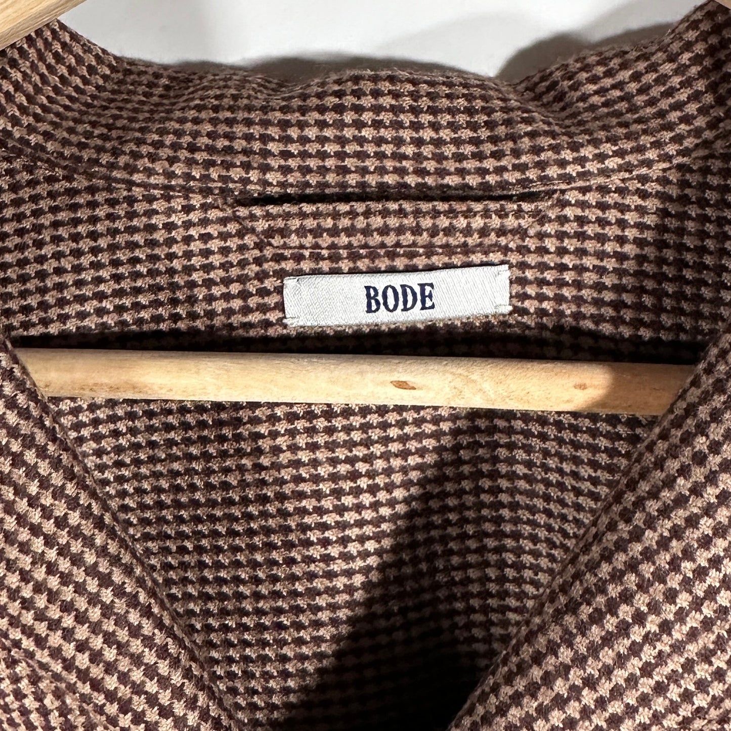 Bode Houndstooth Brown Chore Shirt