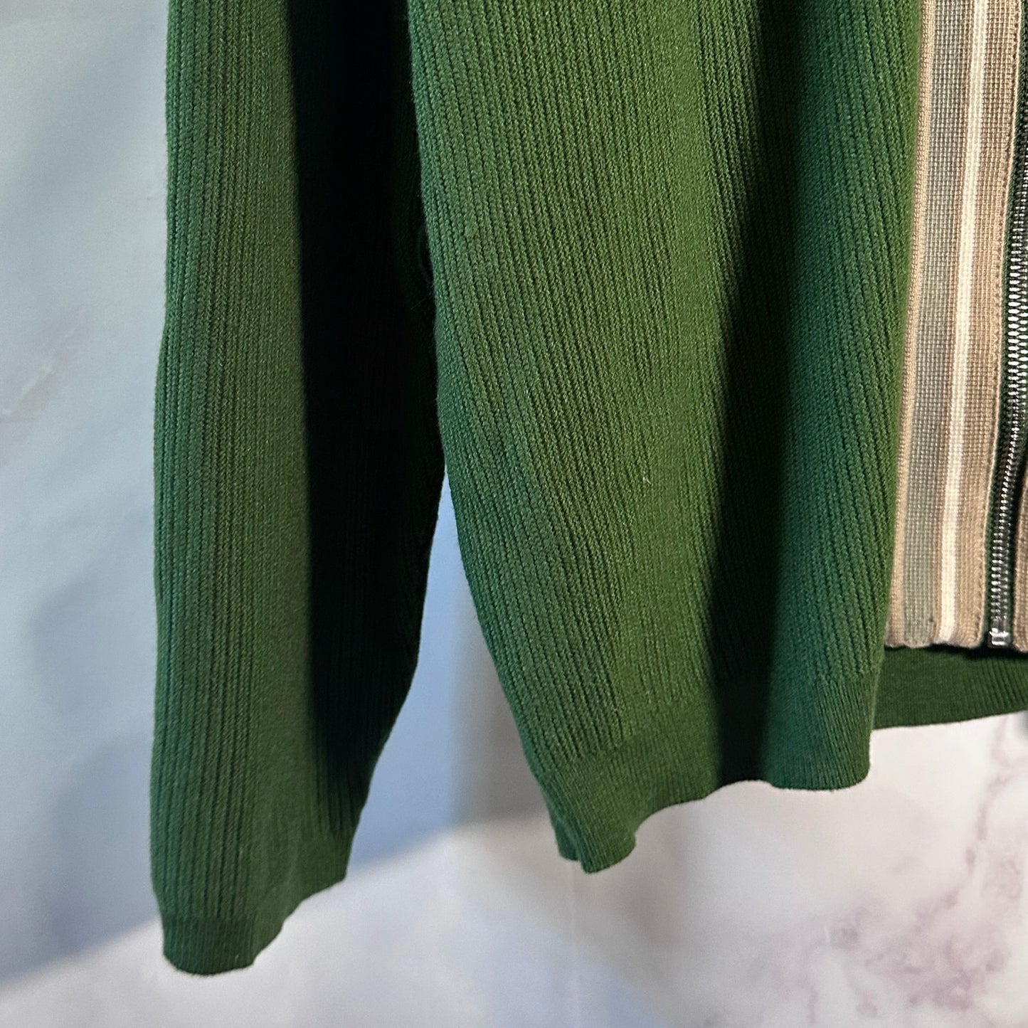 Malbon Golf Pine Green Core Zip-Up Sweater