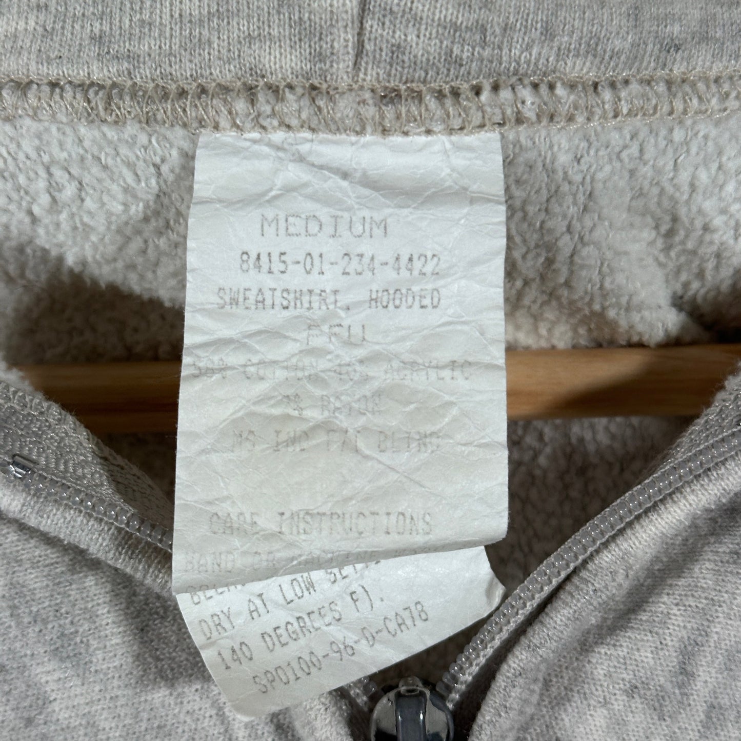 Vintage Military Army Grey Zip-Up Hoodie