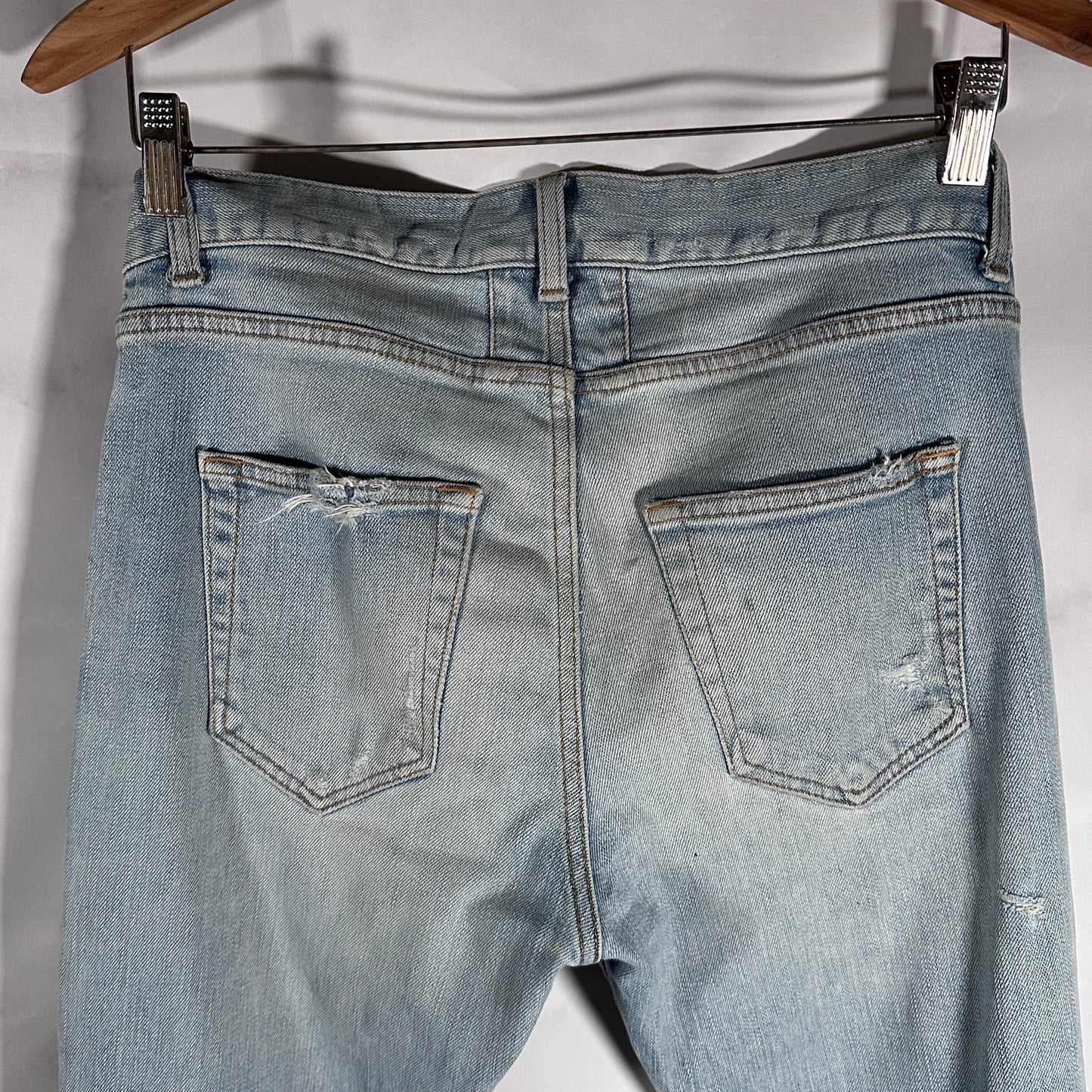 Saint Laurent Hedi Slimane D02 Skinny Light Wash Distressed Denim