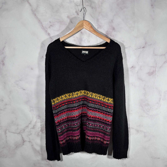 PPFM Black Argyle Mohair Knit Sweater