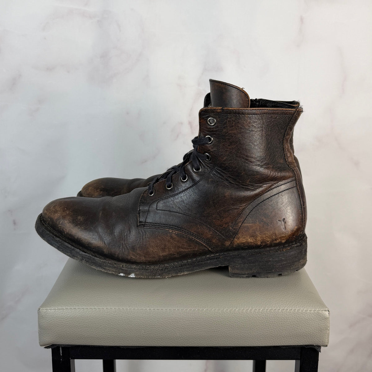 Frye Bowery Brown Leather Lace-Up Boot