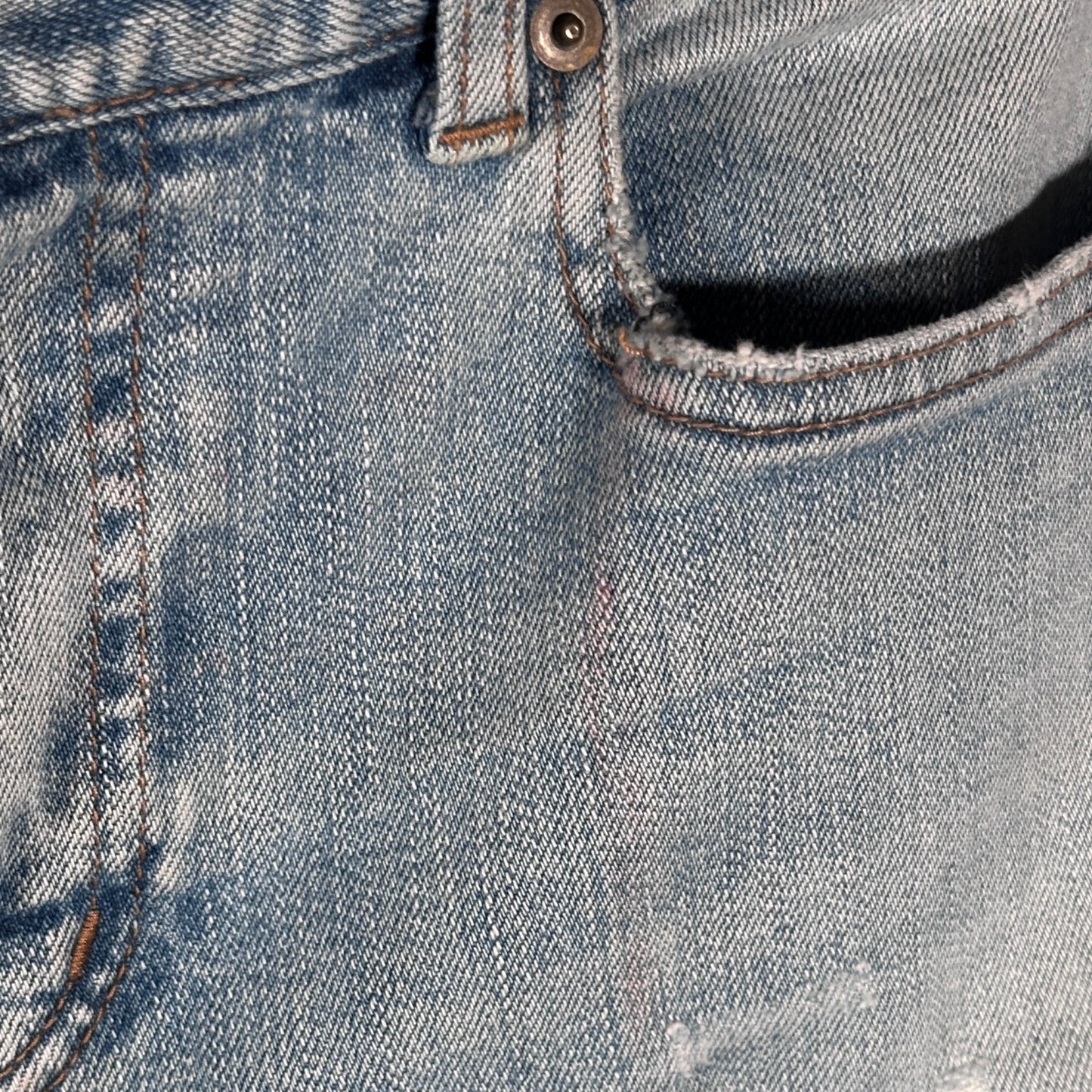Saint Laurent Hedi Slimane D02 Skinny Light Wash Distressed Denim